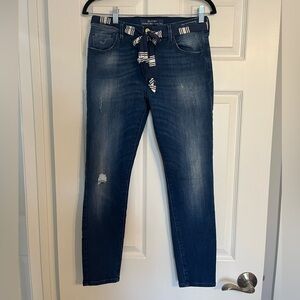 Jacob Cohen Women's Dark Blue Skinny Jeans with Striped Tie Belt